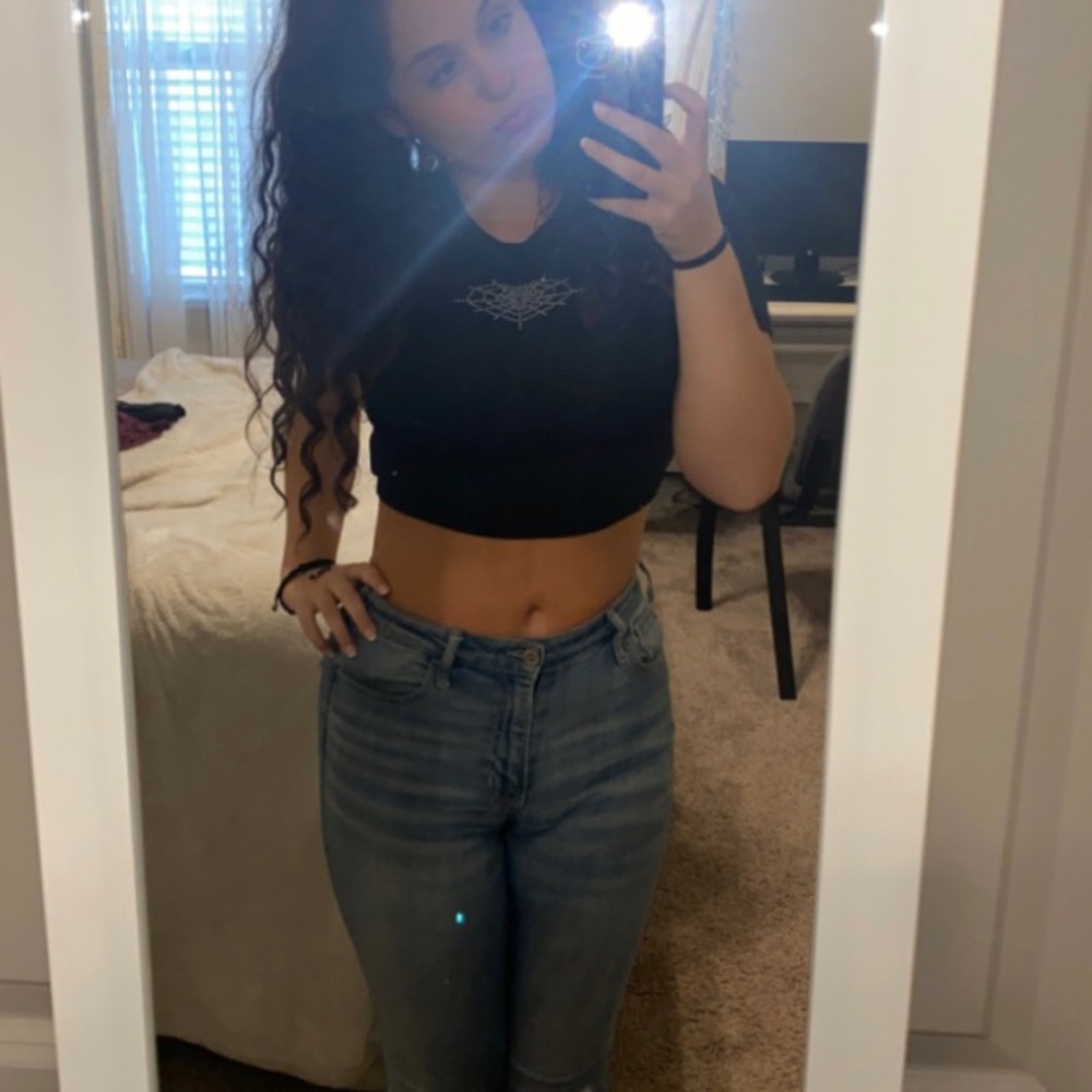 Black Gem Spider Web Crop Top